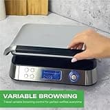 Hamilton Beach Pro Smart Waffle Maker, Non-Stick, 7 Browning Levels, 5 Programmes, Family Size, Digital Display, Overflow Protection - HB5403T, Silver