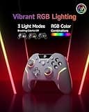 EasySMX X20 Wireless PC Controller with 7 Light Colours RGB/Hall Joystick Trigger, Mechanical Buttons, Bluetooth Gamepad for PC/Switch/Android/iOS/Steam/Mobile,Rechargeable Battery (1000mAh)