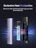 UGREEN M.2 NVMe SSD Enclosure, USB 3.2 Gen 2 10Gbps NVMe Enclosure, Aluminum Tool-free Hard Drive Enclosure Support UASP & TRIM for M and M&B Key in 2230/2242/2260/2280 SSDs