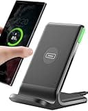 INIU Wireless Charger Stand, 15W Qi Fast Charging Dock Phone Charger, Adaptive LED Wireless Charging Station for iPhone 17 16 15 14 13 12 11 9 8 XR, Samsung S23 S22 S21, LG V40 G8, Pixel 8 7 6 etc.