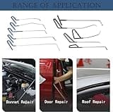 PDR TOOLS Dent Removal Rods,Dent Repair Tools Kit Car Crowbars with 10 Rods, LED Lined Dent Board, Upgraded T-Bar Dent Puller for Hail Damage and Car Dents