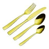 Gold Titanium Plated Personalised Engraved Adult Cutlery Set 4 Piece with Bespoke Presentation Box Professionally Engraved