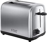 Russell Hobbs 20460 Quiet Boil Kettle, Brushed Stainless Steel, Silver, 3000 W, 1.7 Litre & 24080 Adventure Two Slice Toaster, Stainless Steel, 2 Slice, Brushed and Polished