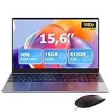 15.6 Inch Laptop, Quad-Core N95 Processor Up to 3.4GHz (Beat N5095), 16GB DDR4 512GB SSD Notebook Computers, 1080P FHD Display Laptops Computer, WiFi 5G, Type-C, USB 3.0, with Keyboard Film UK/Mouse