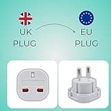 Double Dragon EU Travel Plug Adapter | UK 3 PIN to European 2 PIN Plug Converter Type C, E, F for Spain, France, Italy, Portugal, Germany, Greece, Sweden, Norway, Poland, Denmark, Finland (Pack of 2)