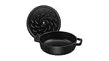 STAUB Cast Iron Sauté Pan, Chistera Lid, Round, 3.7 L, Black, 33 x 31 x 9.5 cm
