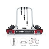 Atera 022695 Strada Sport 3 car bike rack, car tow-bar rack with lights – for 3 bikes, e-bikes – Black Edition