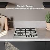 SNDOAS Gas Hob 4 Burners, NG/LPG Convertible, Built-in Stainless Steel Cooktop with Flame Failure Protection, Cast Iron Pan Support, 8060W