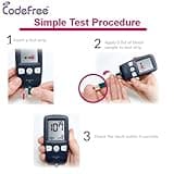 Codefree Blood Glucose Monitor | Diabetes Monitoring Meter Tester | Blood Sugar Testing Kit with Strips, Lancets, Case - in mmol/L