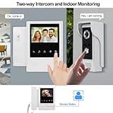 QttyElok 4.3'' TFT Color Wired Video Intercom Door Phone Doorbell System for Home 700TVL IR Night Vision Outdoor Camera Doorphone Support 100 Meters Unlock Monitoring