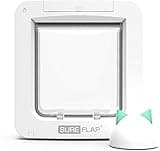 Sure Petcare SureFlap Microchip Pet Door Connect with Hub, Mobile App Control, Curfew Function, For Cats & Small Dogs, Install in Doors, Windows & Walls, White, 4 x C Batteries Required, Not Included