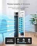 Pro Breeze Bladeless Tower Fan Quiet & Portable with Remote Control, 90° Oscillation, 15h Timer, 4 Modes, 3 Speeds - Powerful Electric 45W Motor Standing Air Circulator for Bedroom & Office