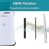 Midea SmartAir Cool & Purify Bladeless Fan with mSmartHome Mobile Phone App Controls - Oscillating Tower Fan - HEPA Filter - 12 Fan Speeds - White