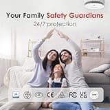 Smoke Alarm, 10 Years Battery Smoke Alarms for home 2Pcs, Fire Alarm with Silence/Test Button, No Drill Installation Smoke Detector, Conforms to EN 14604 Standard