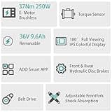 A Dece Oasis ADO Air 20S Folding E-Bike, Electric Bike Equipped with Carbon Belt/Torque Sensor/Hydraulic Disc Brakes/APP City Commuting, Electric Bike for Adults(Shock Absorption Version)