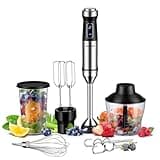 SHARDOR Hand Blender,6 In 1 Hand Blenders For Kitchen,power 1200w,20-Speed & Turbo Stick Blender,Scratch Resistant Hand Whisk Electric With Dough Hooks,Egg Beaters,Whisk,800ml Beaker,600ml Chopper