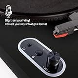Jam Spun Out Wireless Bluetooth Turntable, Vinyl Record Player Bluetooth, 3 Belt Drive for Superior Sound, portable Record Player, Headphone Jack Output and Aux-in, Dust Cover included - Black
