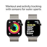 Apple Watch Series 10 GPS + Cellular 46 mm Smartwatch with Natural Titanium Case with Natural Milanese Loop - M/L. Fitness Tracker, ECG App, Always-On Retina Display, Carbon Neutral