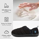 LongBay Men's Outdoor Slippers Memory Foam Camping shoes Nylon Non-Slip Indoor Outdoor Black, 9