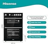 Hisense HDE3211BBUK 60cm Electric Cooker with Ceramic Hob-Black , A Rated Double Oven