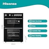 Hisense HDE3211BBUK 60cm Electric Cooker with Ceramic Hob-Black , A Rated Double Oven