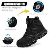 PAQOZKC Waterproof Safety Boots Men Women Steel Toe Cap Boots Safety Shoes High Ankle Air Cushion Work Trainers Black