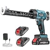 SEESII Silicone Sealant Gun with 2-Batteries, 21V Electric Caulking Gun with Built-in LED Light, 4 Adjustable Speeds for Filling and Sealing