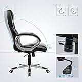 SONGMICS Executive Office Chair with High Back, Durable and Stable, Height Adjustable, Ergonomic, Black, OBG22BUK, 73 x 70 x (112-122) cm, 777OBG22BUK