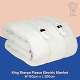 Russell Hobbs Electric Blanket, Sherpa Fleece Heated King Fitted Underblanket, 6 Heat Settings & 10 Hour Auto Shut Off, Energy Efficient, Machine Washable, 2x Remote, 150 X 200 cm, 120W, RHEDB8002