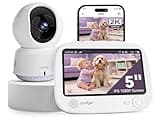 Comfyer 4-Split Screen Smart Video Baby Monitor with 2K Camera–5" 1080P HD Display, 5050mAh Battery, Wi-Fi&Non-Wi-Fi, App&Monitor Control, Night Vision, Motion Detection, Temp Sensor, PTZ, 500m Range