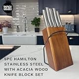 Taylors Eye Witness 5 Piece Knife Block Set – Razor Sharp Full Metal Kitchen Knives with Stylish Acacia Wood Storage. Stainless Steel Precision, Durable, Includes Paring, Chef, Bread & Carving Knives