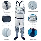 XMWOEIX Men&Women Breathable Fishing Stockingfoot Chest Waist Convertible Wader Waterproof Neoprene Boot Kayak Hip Wading Pants