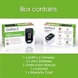 OxiPro OX2 - CE Certified - MHRA Registered Pulse Oximeter/Blood Oxygen Monitor - Finger Oxygen Saturation Monitor/SATS Monitor SpO2 - UK Approved Medical Device