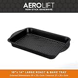 PRESTIGE Aerolift Baking Trays for Oven Non Stick Set of 3 - Dishwasher Safe Oven Trays Set with Extra Large Handles, Durable Carbon Steel Roasting Tins with 5 Year Guarantee, Black, 3 Piece Set