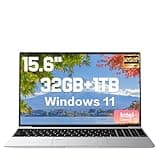 Tuonoyee 2025 15.6-inch laptop with Windows 11.32GB RAM 1TB SSD Laptop, Intel Quad Core processor up to 2.9GHz, 1080P FHD display and backlit keyboard