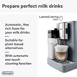 Delonghi Rivelia EXAM440.55.G, Fully Automatic Coffee Machine with LatteCrema Hot, Automatic Milk Frother, Compact Size Bean to Cup Coffee Machine, 16 Recipes, Full Touch Colored Display, Pebble Grey