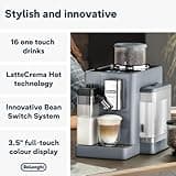 Delonghi Rivelia EXAM440.55.G, Fully Automatic Coffee Machine with LatteCrema Hot, Automatic Milk Frother, Compact Size Bean to Cup Coffee Machine, 16 Recipes, Full Touch Colored Display, Pebble Grey