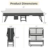 CAIYUN Folding Bed with Mattress,Guest Z Single Bed,Portable Foldable Beds with Memory Foam Mattress and Fabric Storage Bag,Spare Beds,Rollaway with Fold-up Metal Frame 75" x 31"