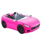 Barbie Convertible 2-Seater Vehicle, Pink Car with Rolling Wheels & Realistic Details, Gift for Children Age 3+