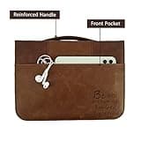 IvyRobes Vintage Bible Cover Case for Men Brown PU Leather Durable Zipper Cross Bible Bag Carrying Case Large Size