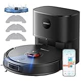 Airzeen Robot Vacuum and Mop, 5000Pa Suction Self-Emptying Robot Vacuum Cleaner, Q10 Pro Robotic Vacuums with Laser Navigator+Smart Mapping, 8 Weeks Hands-Free Cleaning, Schedule, App Alexa Control