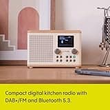 Pure Classic H4 Digital Kitchen Radio (DAB+/FM, Bluetooth, USB, AUX, Kitchen Timer, Alarm), Cotton White/Oak