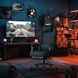 SITMOD Gaming Chair, Fabric Gaming Chairs for Adults with Footrest and Lumbar Support, Ergonomic High Back PC Computer Chair Adjustable Headrest & 360° Swivel 150kg for Gamers Home Office, Black