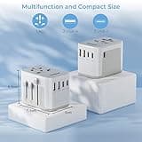 TESSAN Universal Travel Adapter 28W, Worldwide Plug Adaptor with 2 USB A and 3 USB C Ports, International Travel Adapter for EU, UK, USA, AU, Power Socket Charger for Multi Countries, Grey White