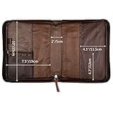 IvyRobes Vintage Bible Cover Case for Men Brown PU Leather Durable Zipper Cross Bible Bag Carrying Case Large Size