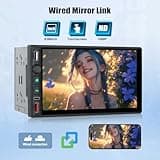 OiLiehu Double Din Car Stereo Wireless CarPlay Android Auto, 7" Car Radio 2 Din with IPS Touchscreen, MP5 Multimedia Player with Mirror Link, Bluetooth, FM/AM/RDS, USB, Type-C, EQ, SWC, Backup Camera