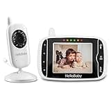 HelloBaby Wireless Video Baby monitor with Camera and Night Vision, 3.2 Inch Screen Night Vision Temperature Monitoring & 2 Way Talkback System Lullabies UK Interface Plug (HB32)