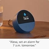 Echo Spot (2024 release), Smart alarm clock with vibrant sound + Alexa, Glacier White