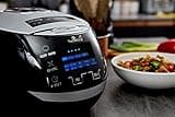 Yum Asia Sakura Rice Cooker with Ceramic Bowl and Advanced Fuzzy Logic (8 cup, 1.5 litre) 6 Rice Cook Functions, 6 Multicook Functions, Motouch LED Display, 220-240V UK/EU Power (Black and Silver)