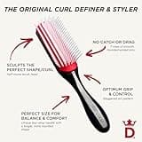 Denman Curly Hair Brush D3 (Black & Red) 7 Row Styling Brush for Detangling, Separating, Shaping and Defining Curls - For Women and Men